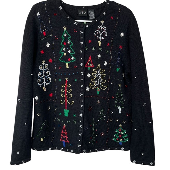 Erika Sweaters - Vintage Women’s Erika Christmas Cardigan Size Small